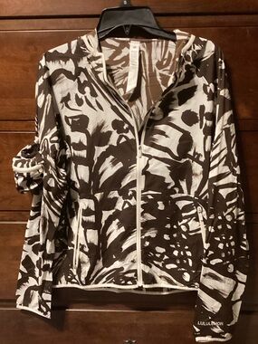 lululemon athletica Brown and White Brushstroke Zip Jacket